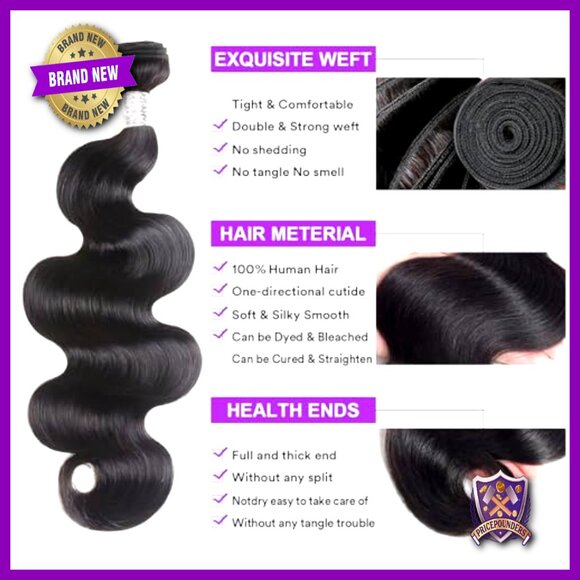 Body Wave Human Hair Extensions 3 Bundles 18-22 Inch Brazilian Virgin Hair main image 5